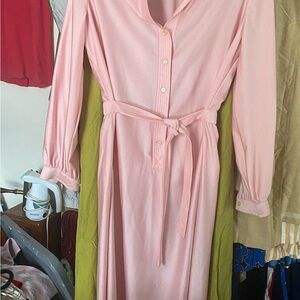 Vintage 1970s Schrader Sport Nylon Light Pink Belted Dress VTG size 14 (10/12)